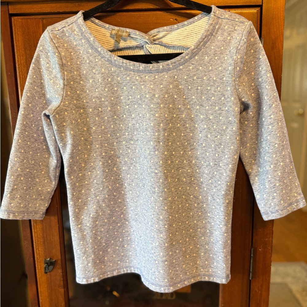 T for Talbots Blue Polka Dot Top SP Like New